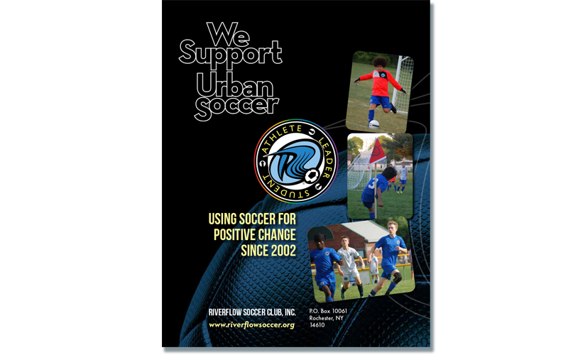 RiverFlow Soccer Club promotion back cover.