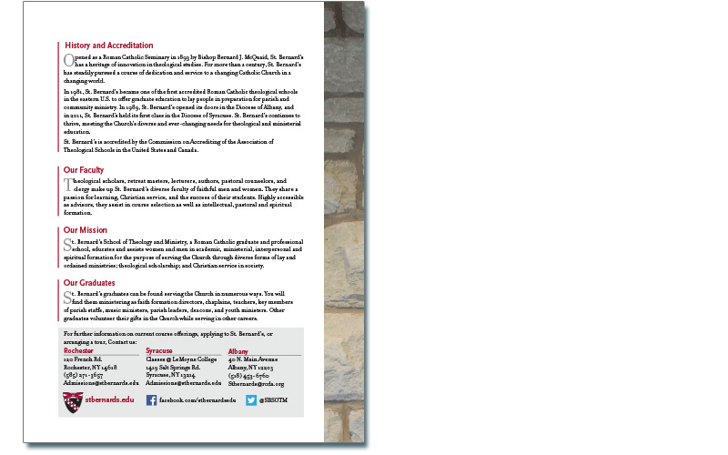 St. Bernard’s School promotion back cover.