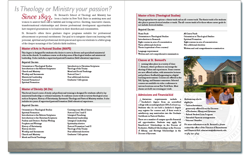 St. Bernard’s School promotion interior pages.